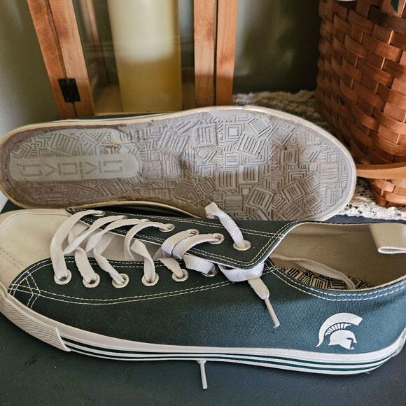 Michigan State Spartans SKICKS Tailgate Sneakers Green White Sz 12 MSU Fan Gear - Picture 5 of 9